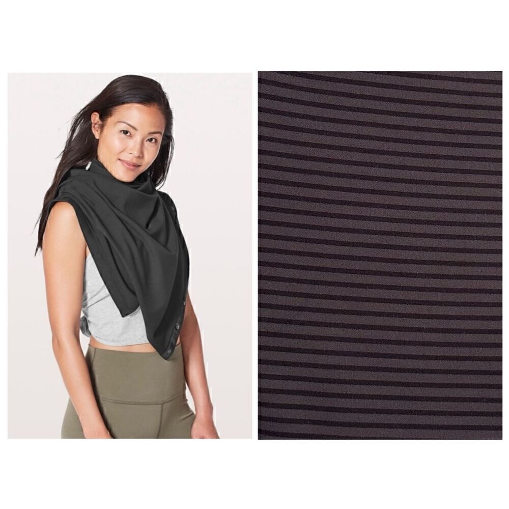 Lululemon Vinyasa Black and Grey Stripe Versible Snap Closure Oversized